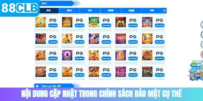 Nội dung cập nhật trong chính sách bảo mật cụ thể